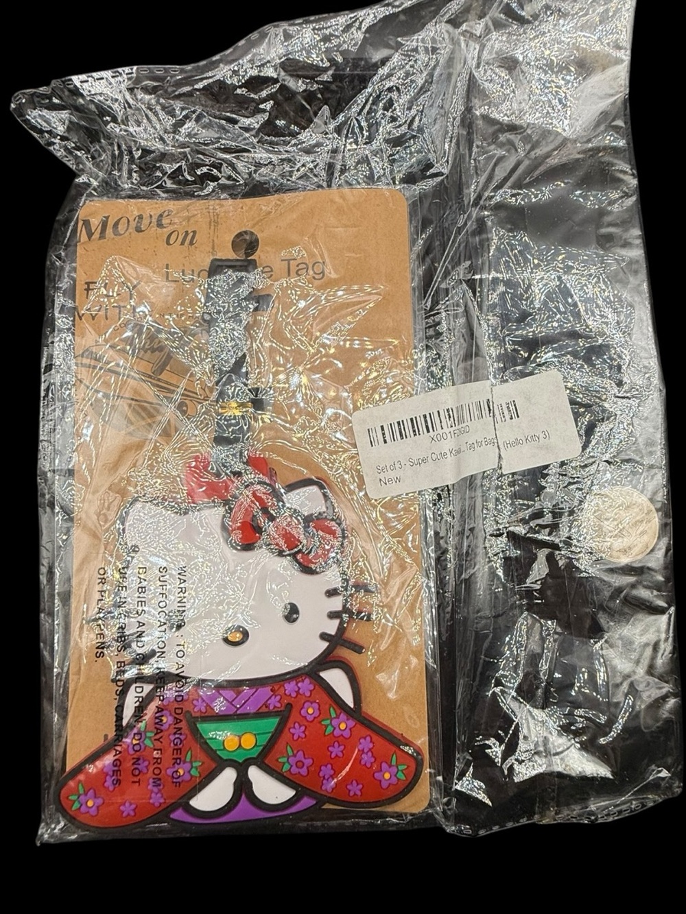 NEW Hello Kitty Red & Purple Floral Kimono Luggage Tag 4x4” - Picture 2 of 4